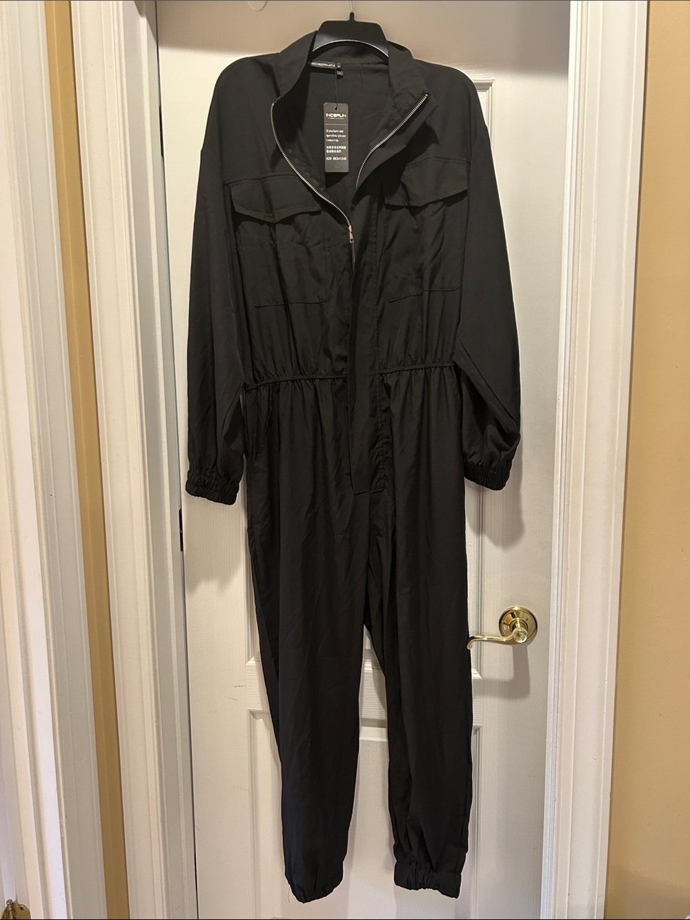 Utility Zip-Front Black Jumpsuit